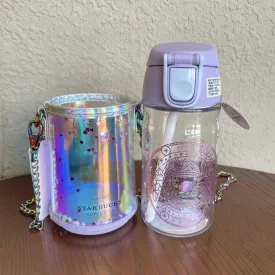 Starbucks China Purple Starry Summer Night Thermos Plastic Tumbler with Pouch
