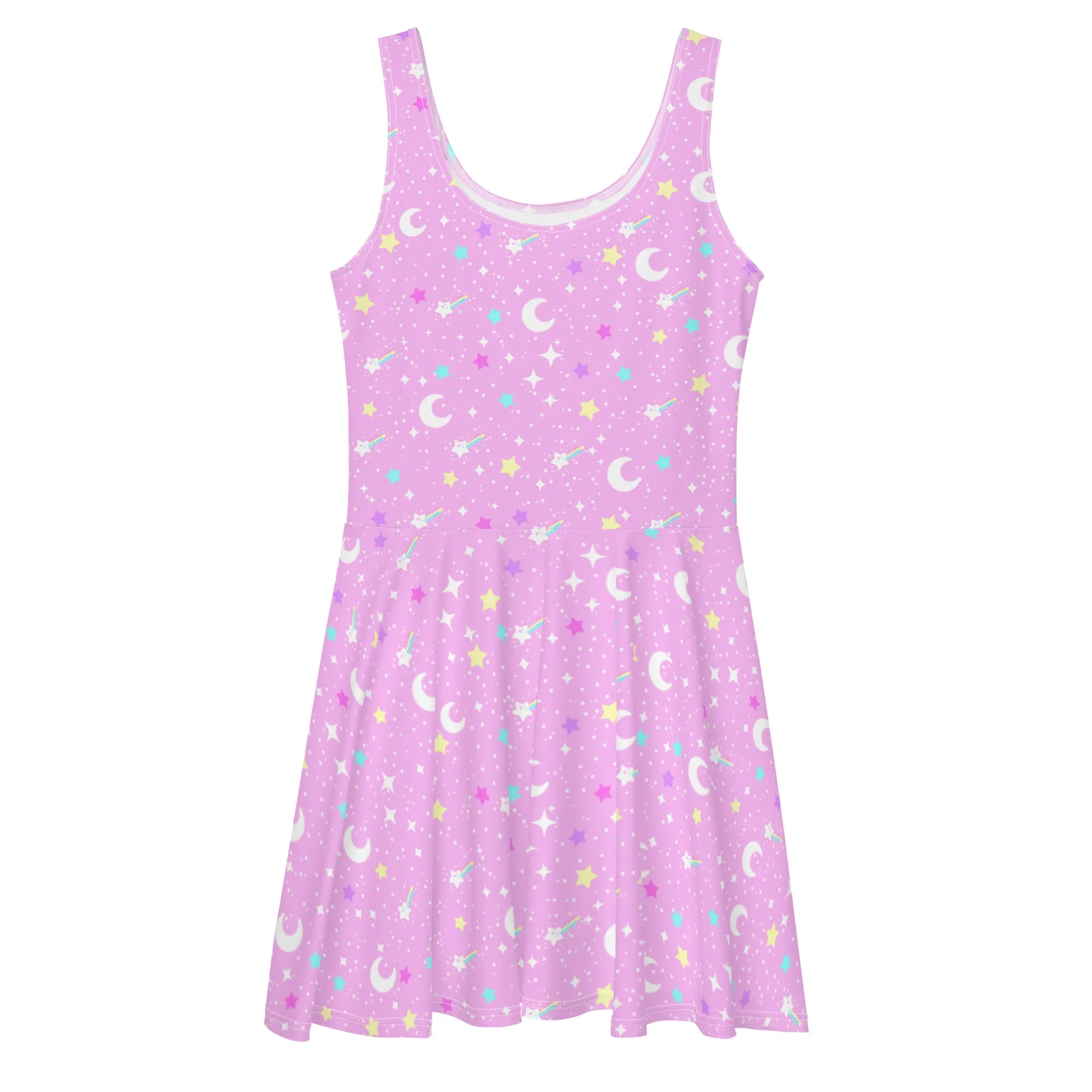 Starry Glitter Pink Skater Dress
