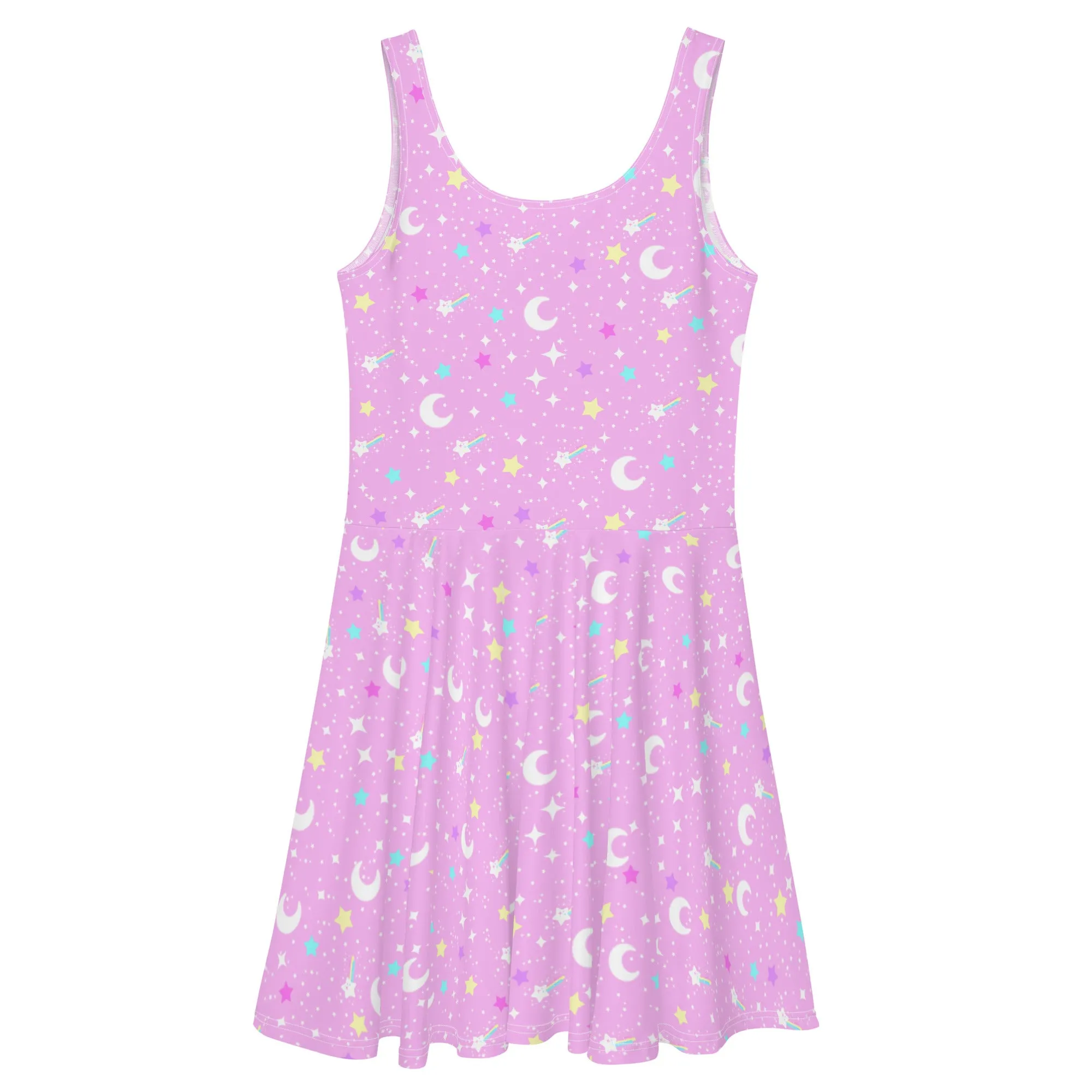 Starry Glitter Pink Skater Dress
