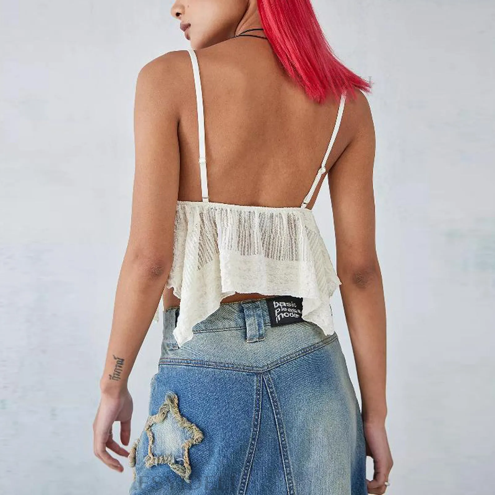 Summer Irregular Asymmetric Crop Top Spaghetti Strap Top Backless Sexy Sexy V Neck Strap Top