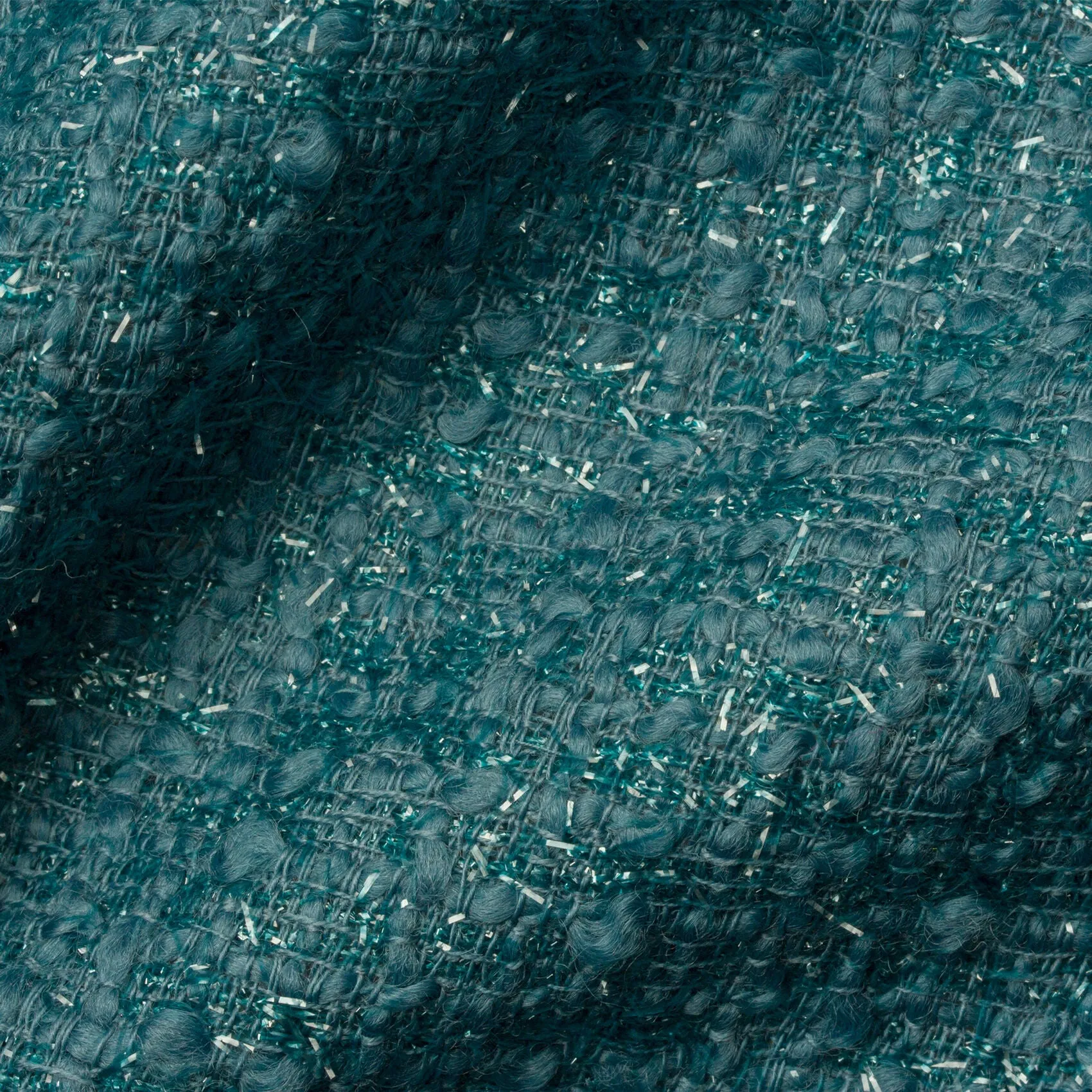 Teal Green Lurex Wool Bouclé