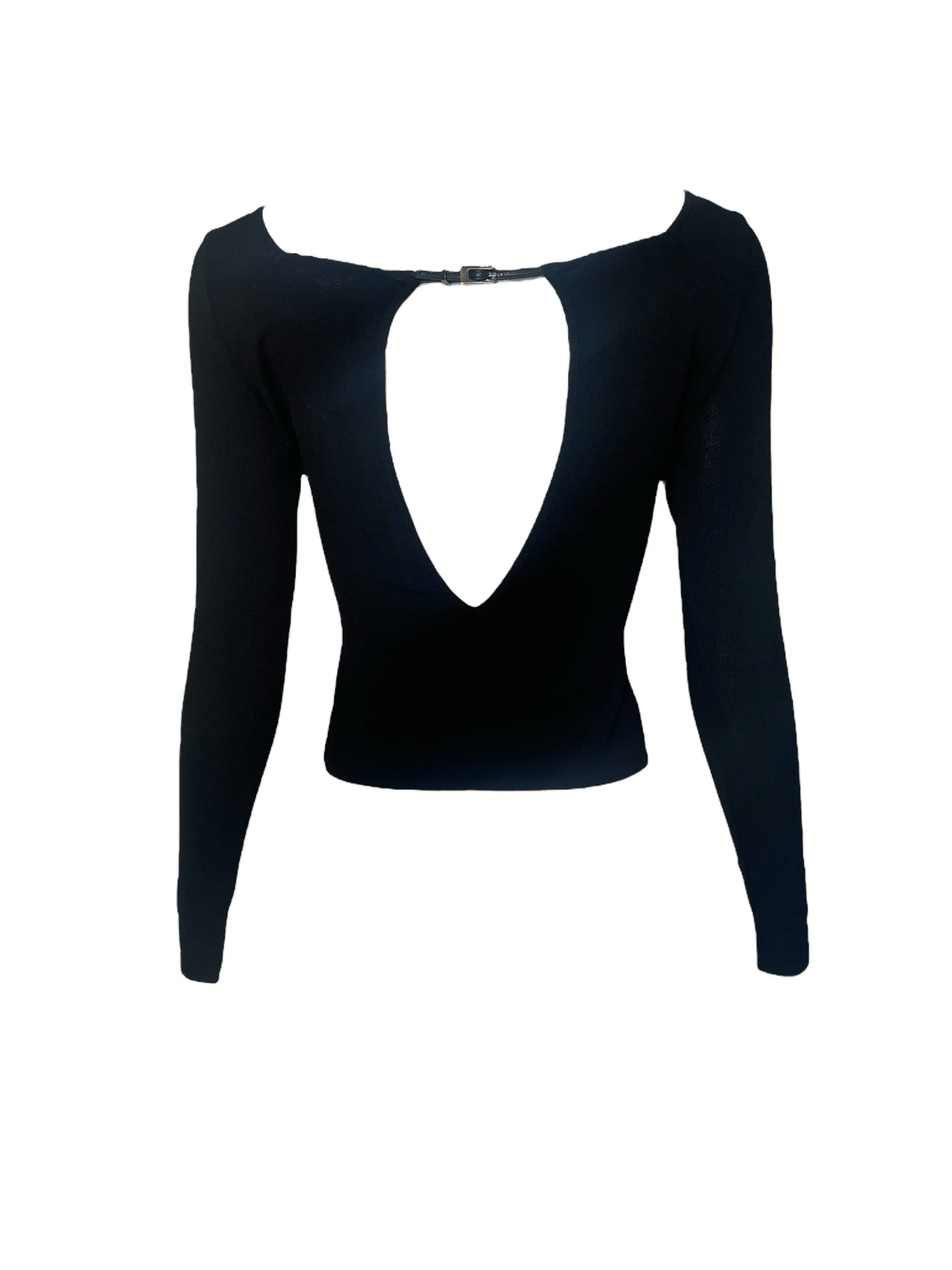 Tom Ford for Gucci Black Sleek Open Back w/ Logo Buckle Shirt
