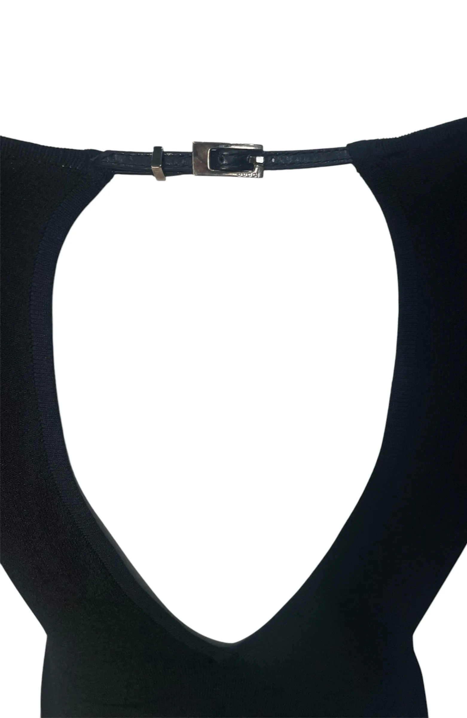 Tom Ford for Gucci Black Sleek Open Back w/ Logo Buckle Shirt