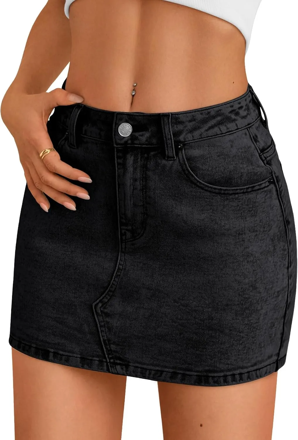 Trendy Queen Womens Denim Skirts Jean Short Mini Skirt Summer Outfits Fashion Cute Y2k Clothes with Pockets 2025