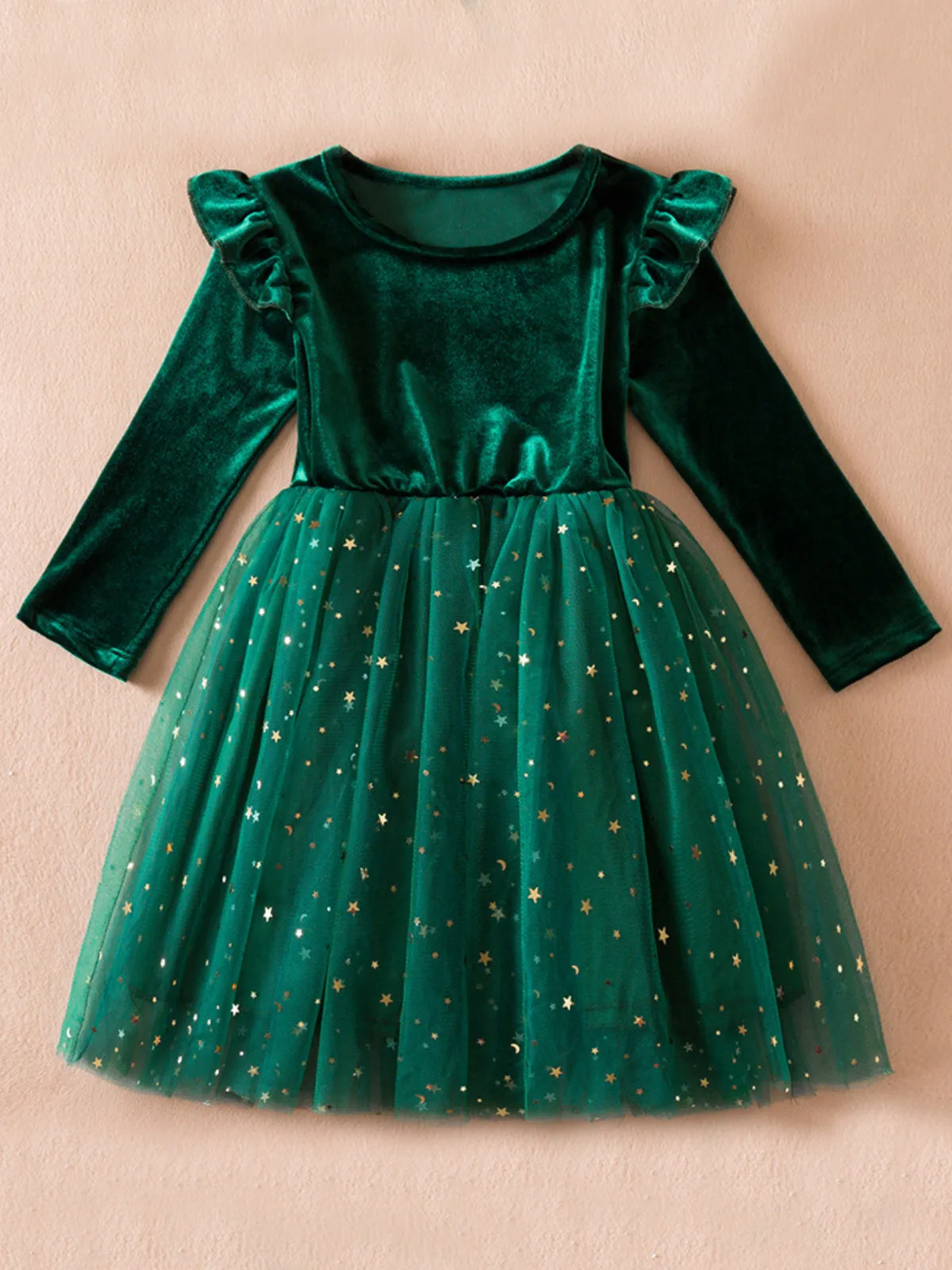 Twinkle and Twirl Starry Velvet Tutu Dress