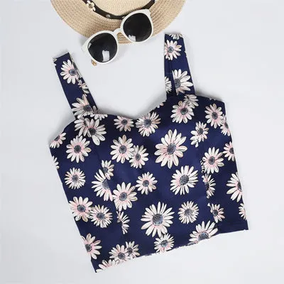 VenusFox Women Sexy Floral Tube Tops Cropped Tops Tank Crop Top Short Cami