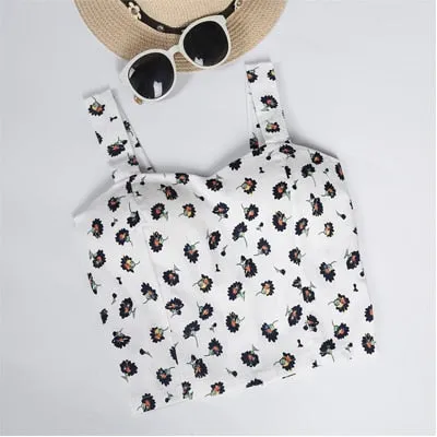 VenusFox Women Sexy Floral Tube Tops Cropped Tops Tank Crop Top Short Cami