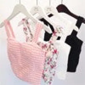 VenusFox Women Sexy Floral Tube Tops Cropped Tops Tank Crop Top Short Cami