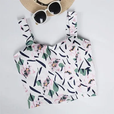 VenusFox Women Sexy Floral Tube Tops Cropped Tops Tank Crop Top Short Cami