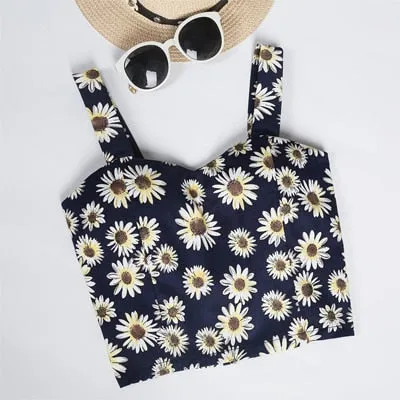 VenusFox Women Sexy Floral Tube Tops Cropped Tops Tank Crop Top Short Cami