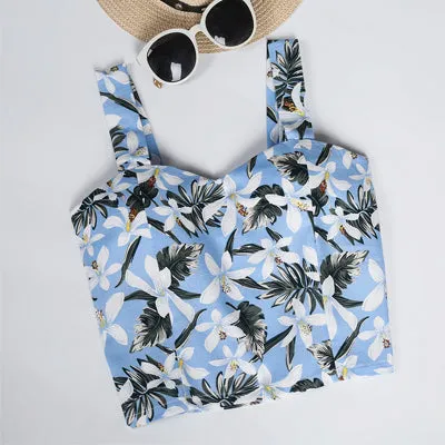 VenusFox Women Sexy Floral Tube Tops Cropped Tops Tank Crop Top Short Cami