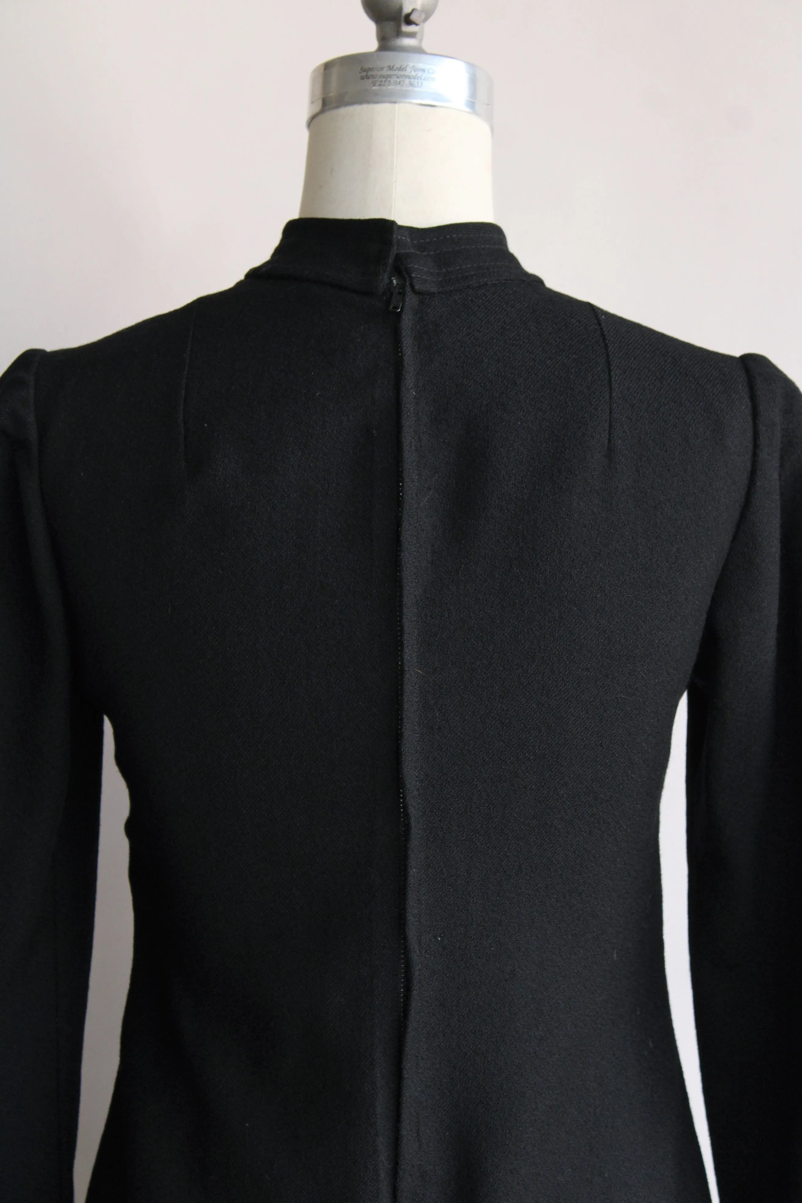 Vintage 1960s Black Wool Dress