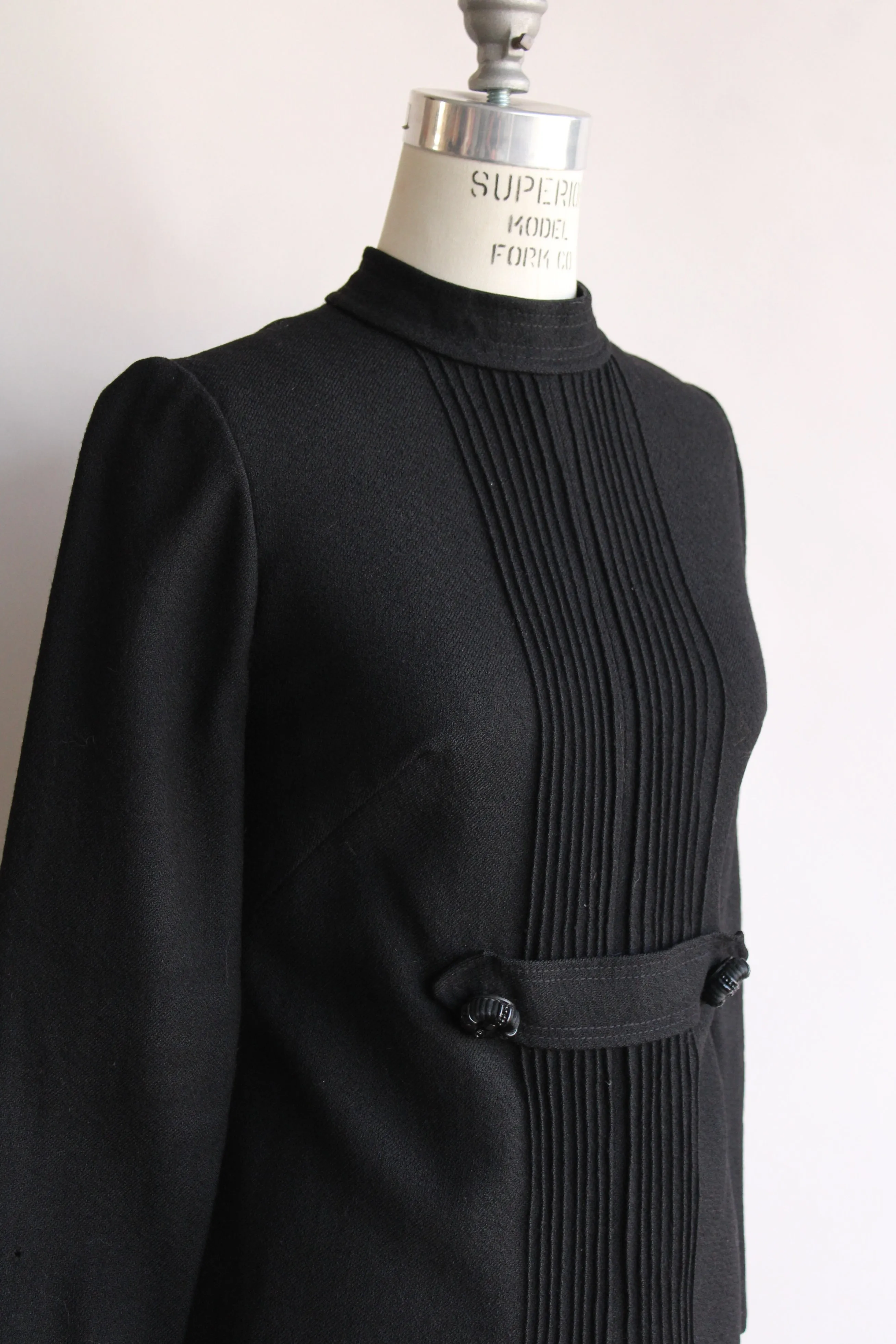 Vintage 1960s Black Wool Dress