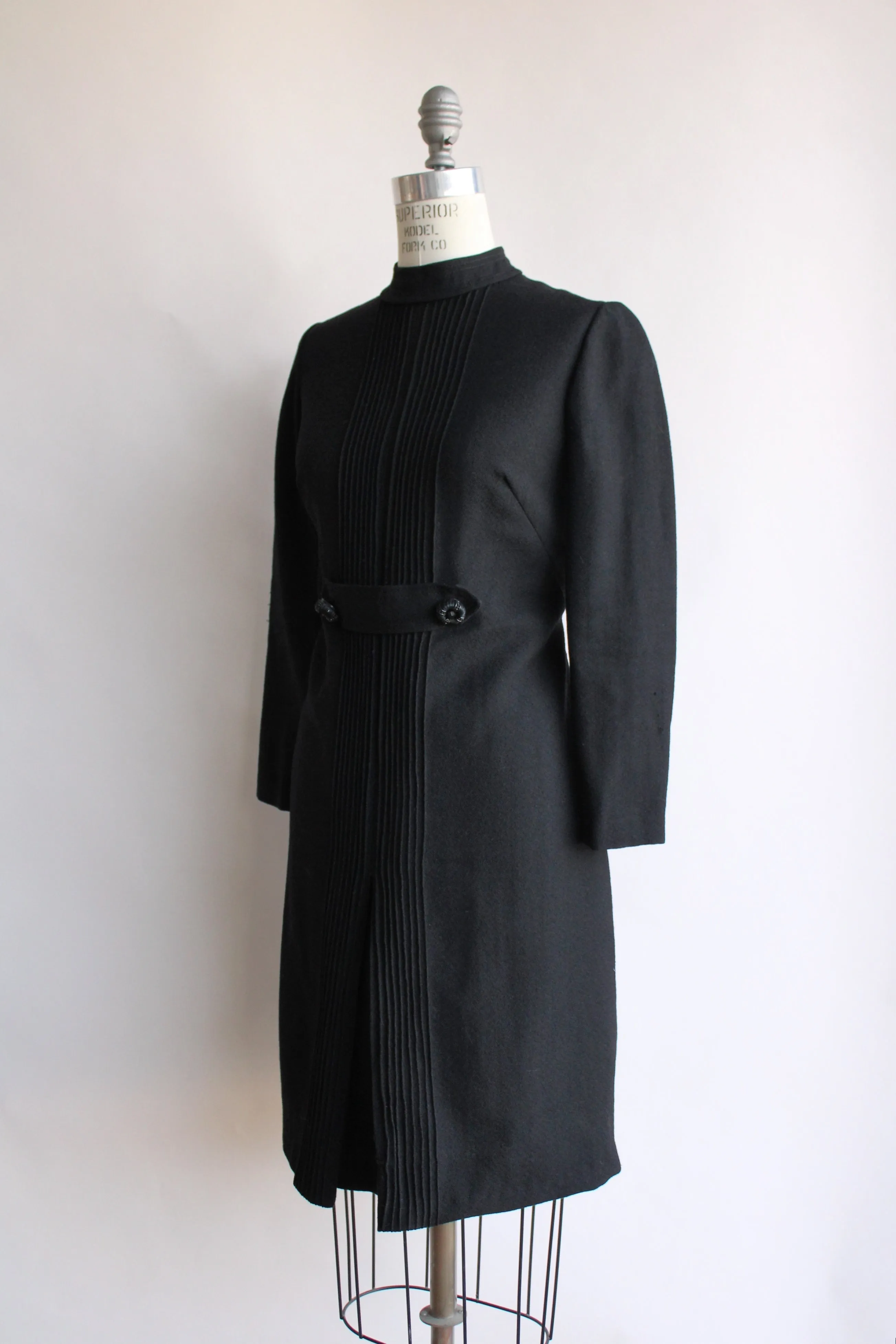Vintage 1960s Black Wool Dress