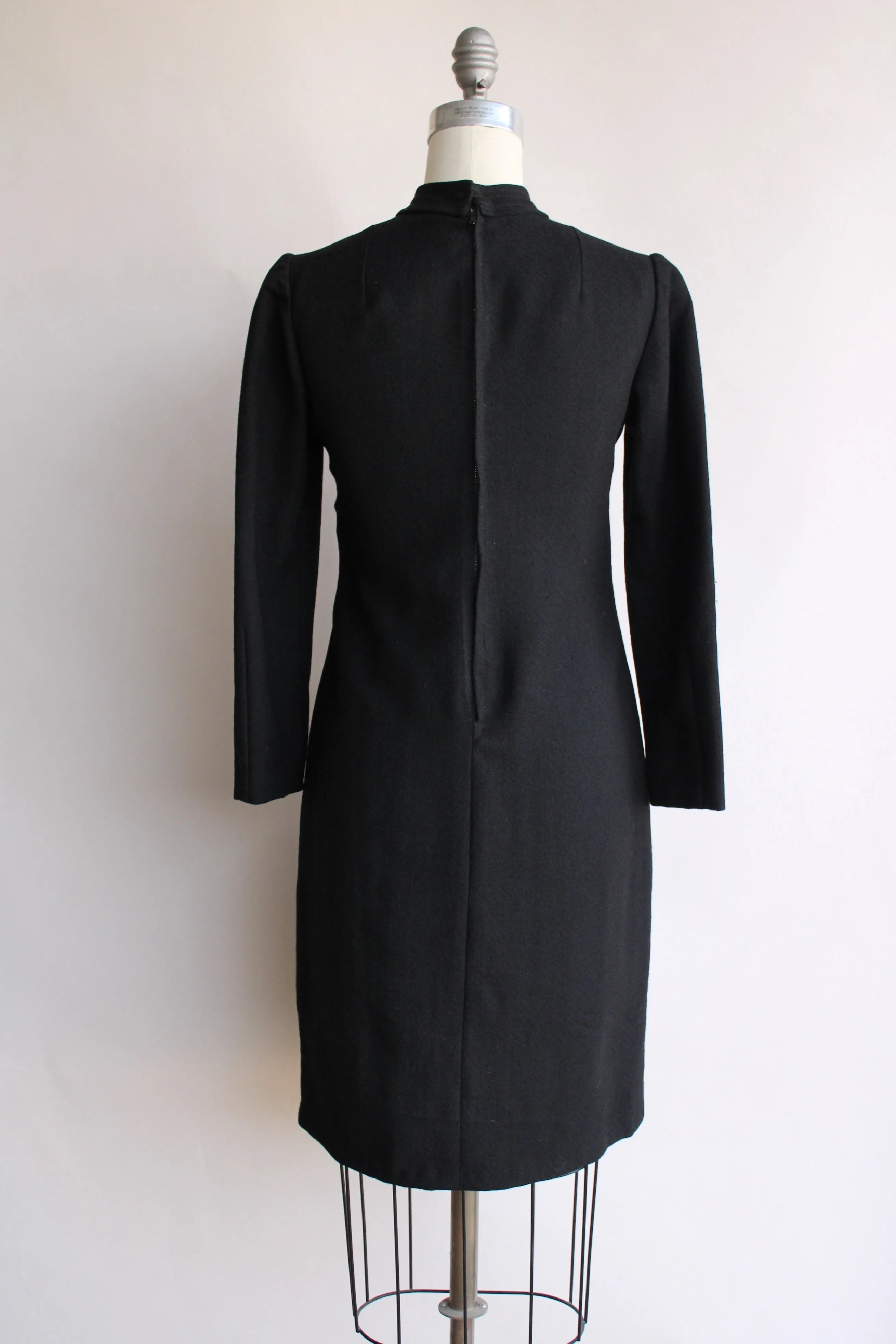 Vintage 1960s Black Wool Dress