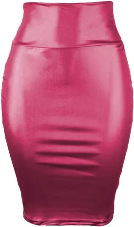 Women Faux PU Leather Bodycon Skirt High Waist Tight Pencil Skirt Sexy Half-Length Wrap Hip Skirt Clubwear