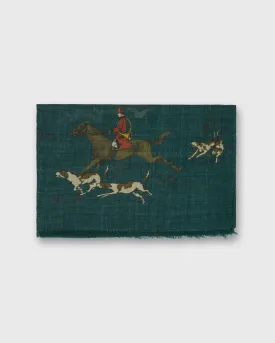 Wool/Cashmere Print Scarf in Green Foxhunt