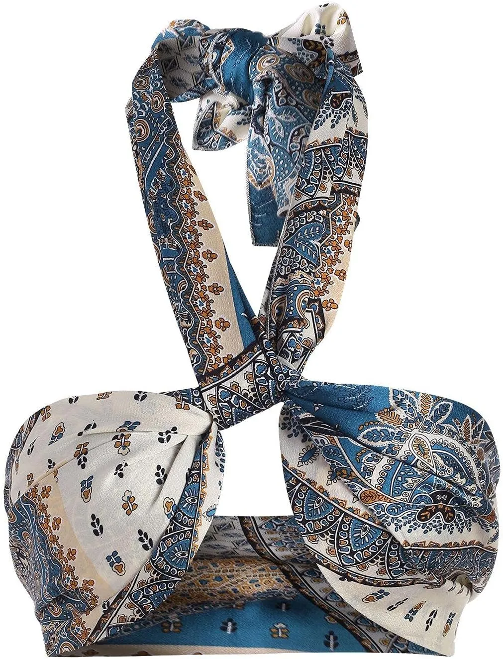 ZAFUL Women's Bohemian Bandana Criss Cross Sexy Boho Halter Wrap Crop Top