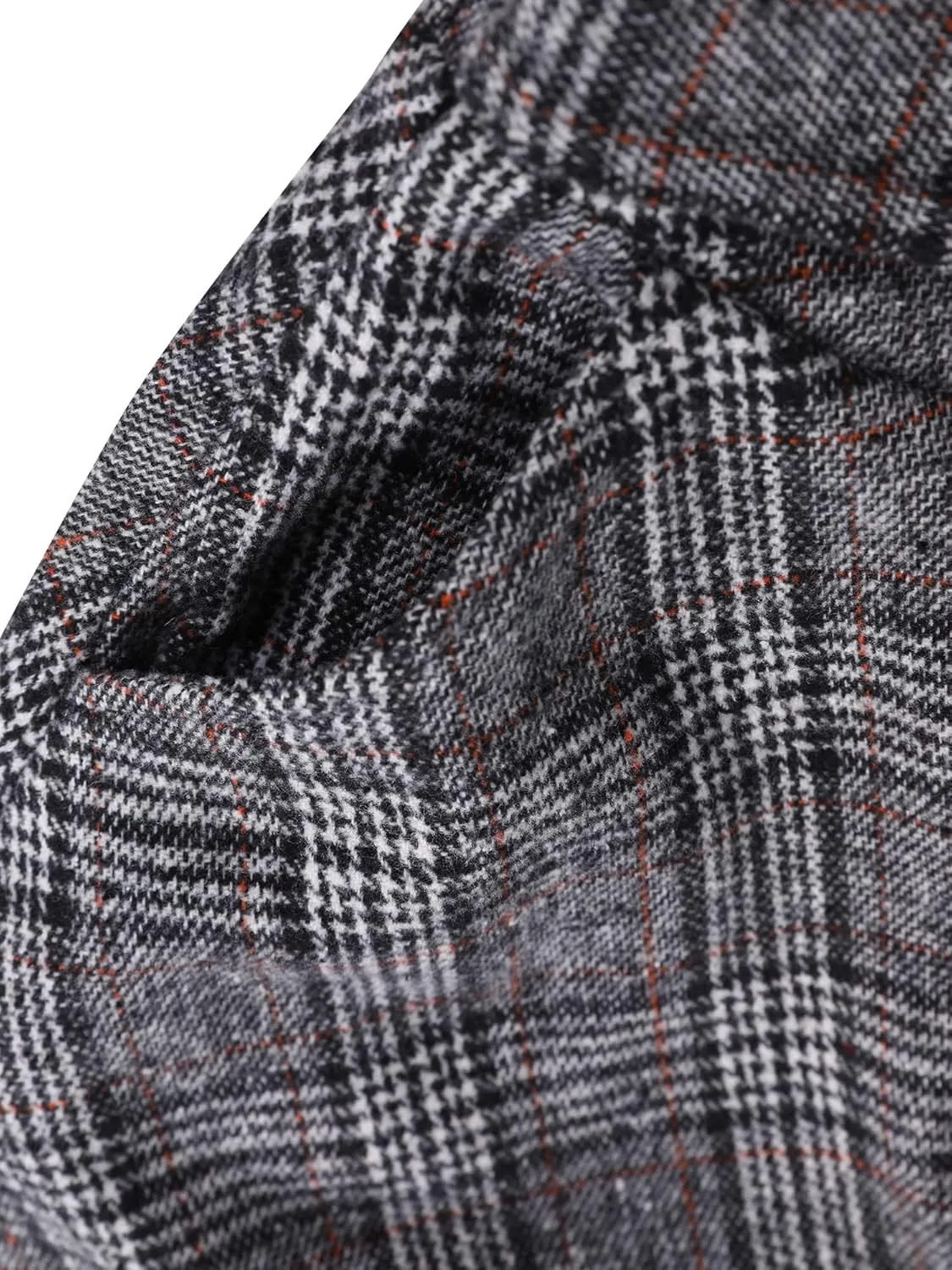 ZAFUL Women's Winter Skirt Plaid A-Line Pleated Midi Skirt High Elastic Waist Vintage Tartan Skirt with Pockets